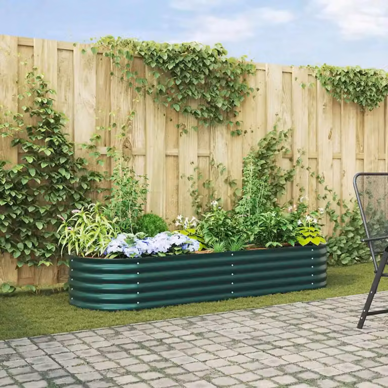 Letto rialzato vidaXL in acciaio verde per orto e giardino L: 240 cm, P: 80 cm, H: 44 cm