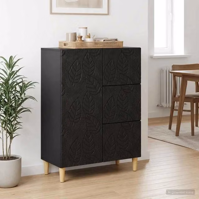 Credenza Nero 66 x 34,5 x 90 cm Legno ingegnerizzato 895086