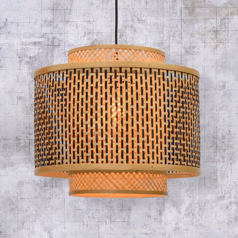 Good & Mojo Lampada a sospensione Bhutan, dimmerabile, Legno chiaro, Soggiorno / Sala da pranzo, bambù, Design, Lampada a sospensione