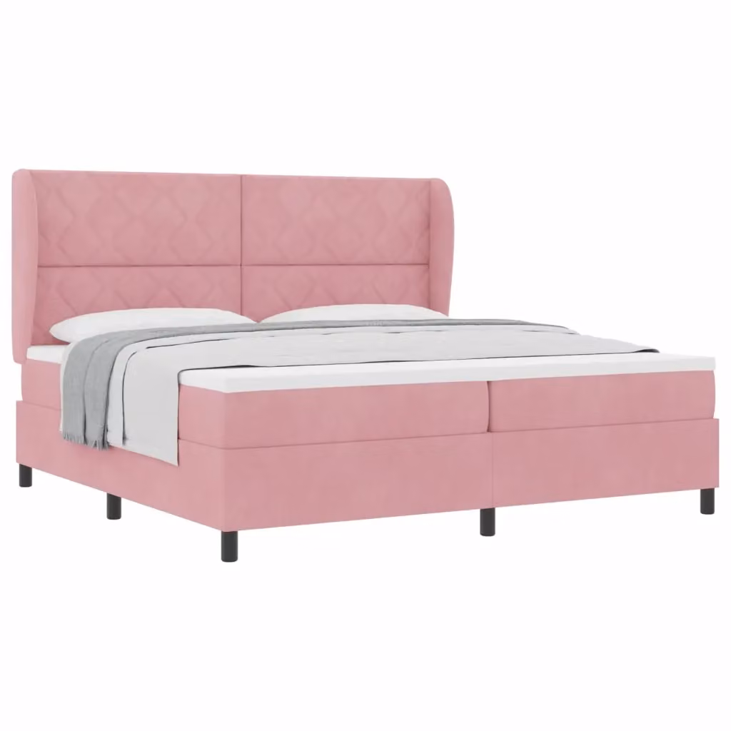 Letto Ibrido con Testiera in Velluto Rosa vidaXL L/P/H: 200 x 200 x 280 cm – 2