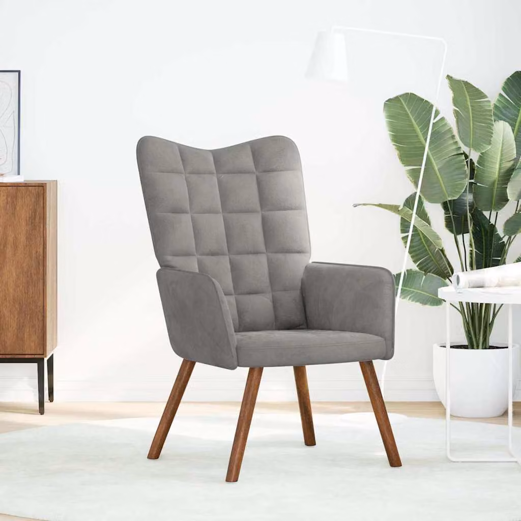 vidaXL Sedia Relax Grigio Chiaro in Velluto