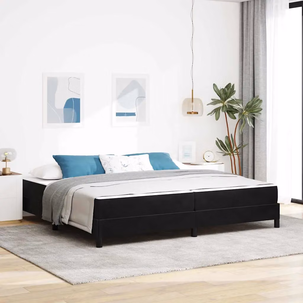 Letto con materasso a molle vidaXL in tessuto nero L/P/H: 200 x 200 x 45 cm – 1