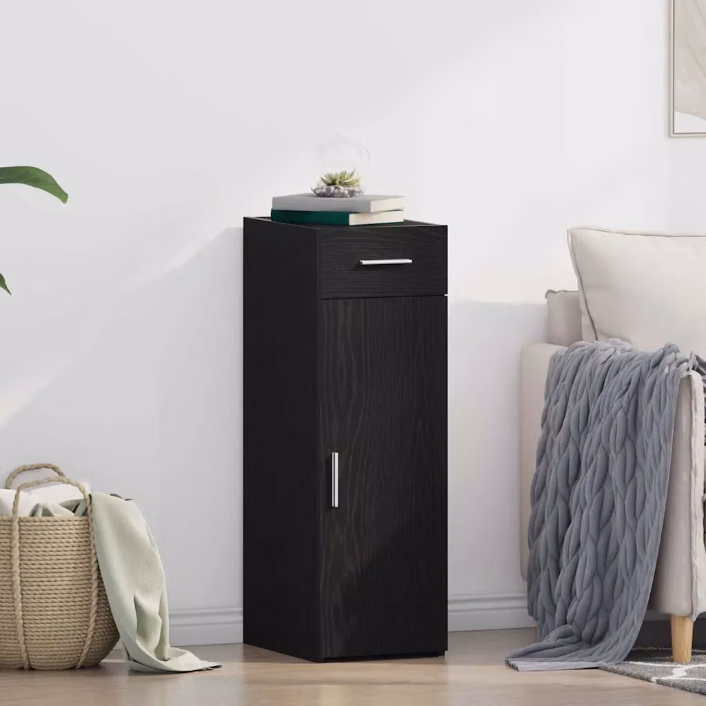 Credenza con cassetto vidaXL in Rovere Nero, design moderno per soggiorno o ingresso, L 30 cm x P 42,5 cm x H 93 cm