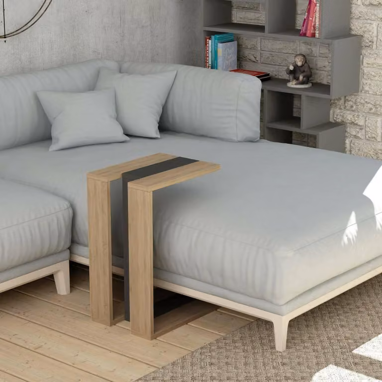 Dmora Tavolino da Salotto Orione 40x30x57h cm Nero Antracite, Portariviste Forma Rettangolare