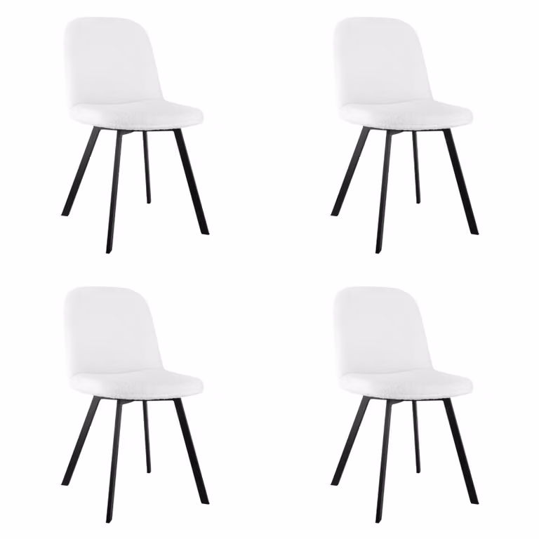set di 4 sedie da pranzo in tessuto bouclé, imbottite di bianco, leggere, lussuose, tavolo da pranzo moderno e semplice in stile francese crema