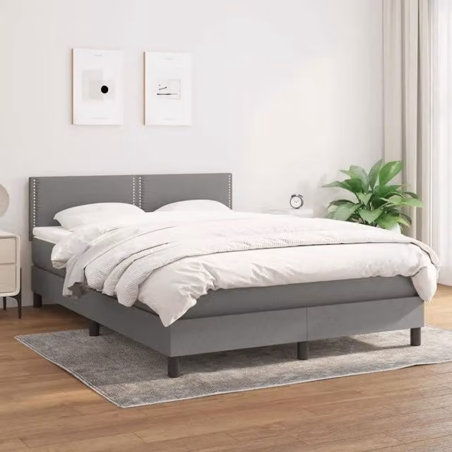 Letto Ibrido con Giroletto a Molle e Materasso vidaXL, Grigio e Bianco, L/P/H: 140 x 190 x 88 cm – 1