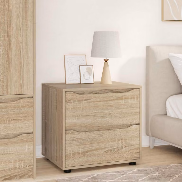 Armadio moderno vidaXL con cassetti interni in legno e MDF, colore marrone e beige, L: 60 cm, P: 48 cm, H: 57 cm