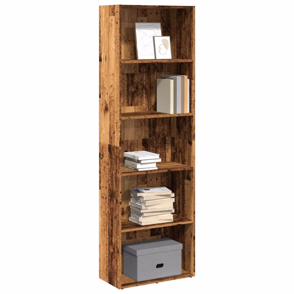 Libreria vidaXL in Legno Antico Marrone con Pannello Posteriore L: 60 cm, P: 30 cm, H: 189 cm