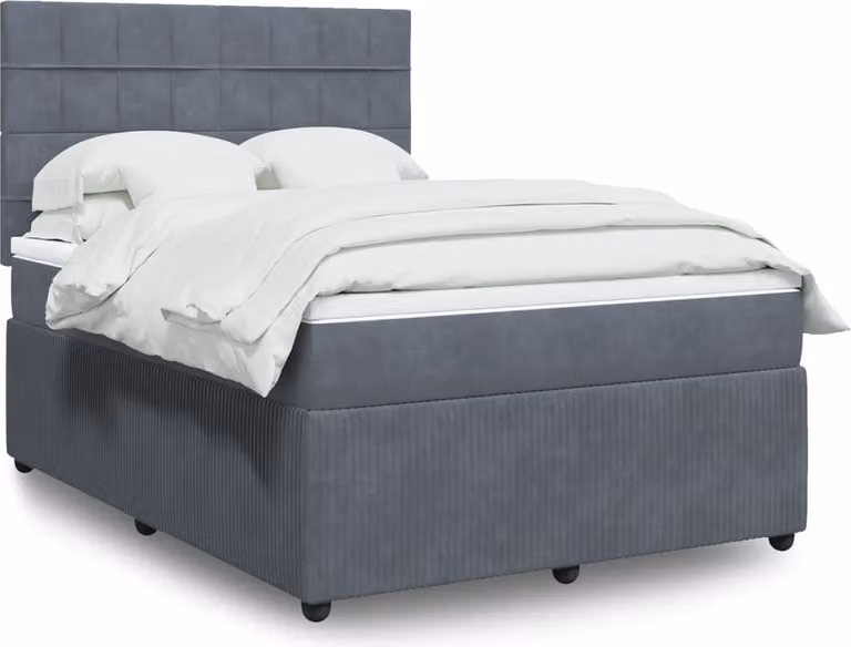 Maison Exclusive - Giroletto a Molle con Materasso Grigio Scuro 140x190 cm Velluto