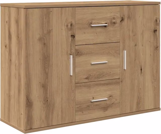 Credenza Buffet in Legno Rovere e Multistrato Marrone, Design Classico, L 90 x P 29,5 x H 65 cm