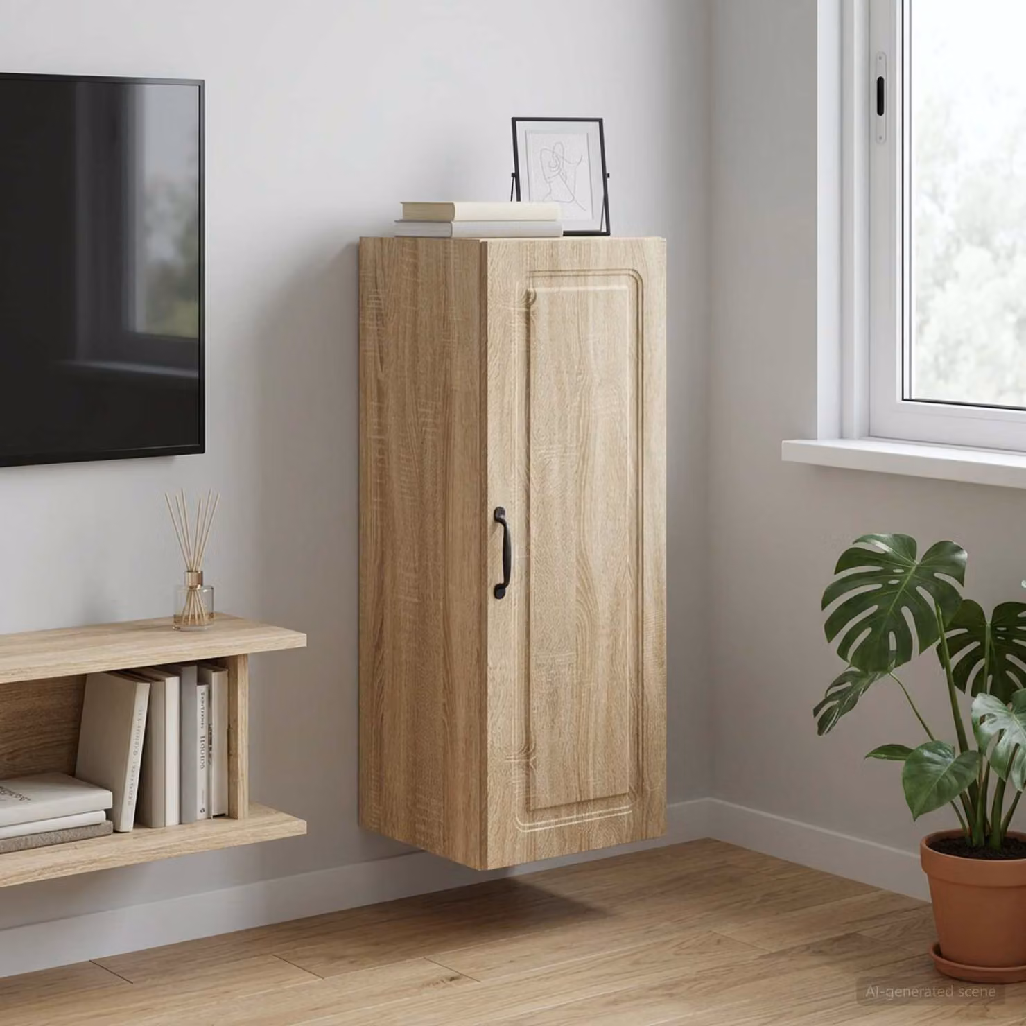 vidaXL Mobiletto a muro in legno marrone con ripiani regolabili L: 33 cm, P: 34,5 cm, H: 90 cm