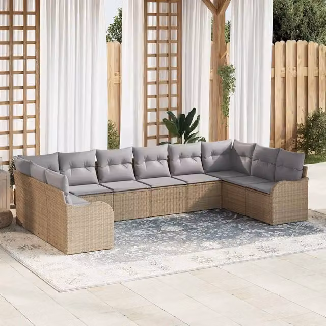 Set Divano da Giardino Beige 344 x 177,5 x 85 cm polyrattan 3345880