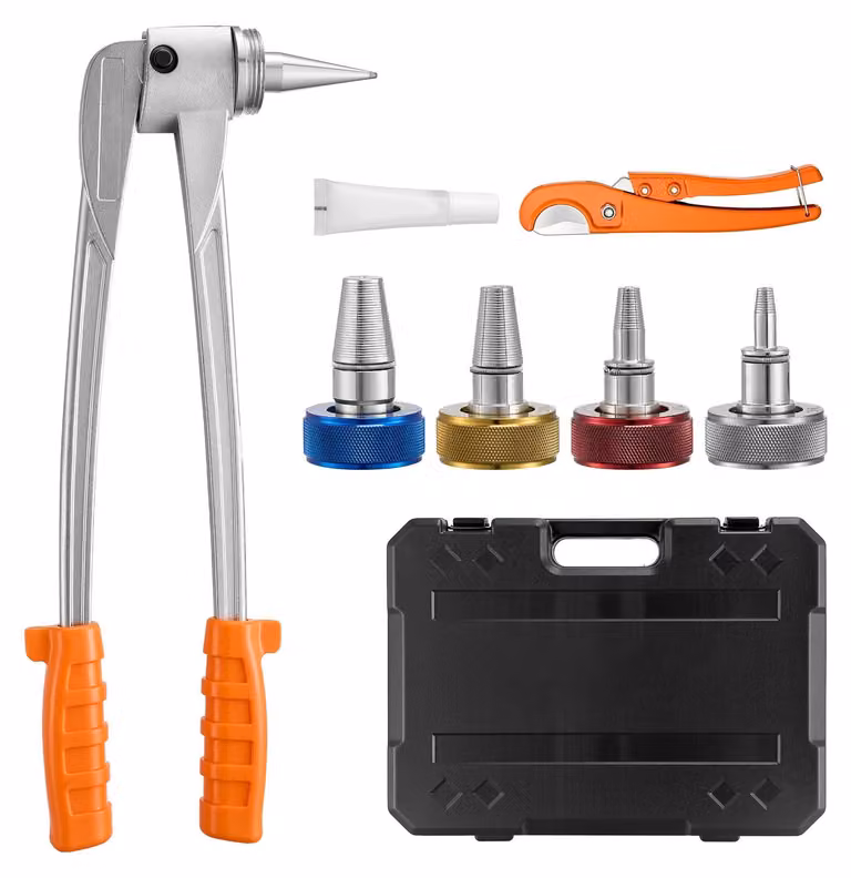 SucceBuy Set di 7 utensili per espansione tubi PEX, set espansore manuale con 4 matrici per 9,52 mm, 12,7 mm, 19 mm e 25,4 mm, espansore per tubi PEX con taglierina per sistemi di riscaldamento e approvvigionamento idrico