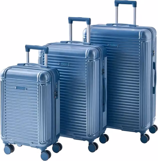 Set di 3 valigie blu in materiale sintetico con ruote silenziose in ferro e cerniera antifurto 3 misure Lucchetto TSA Comodità