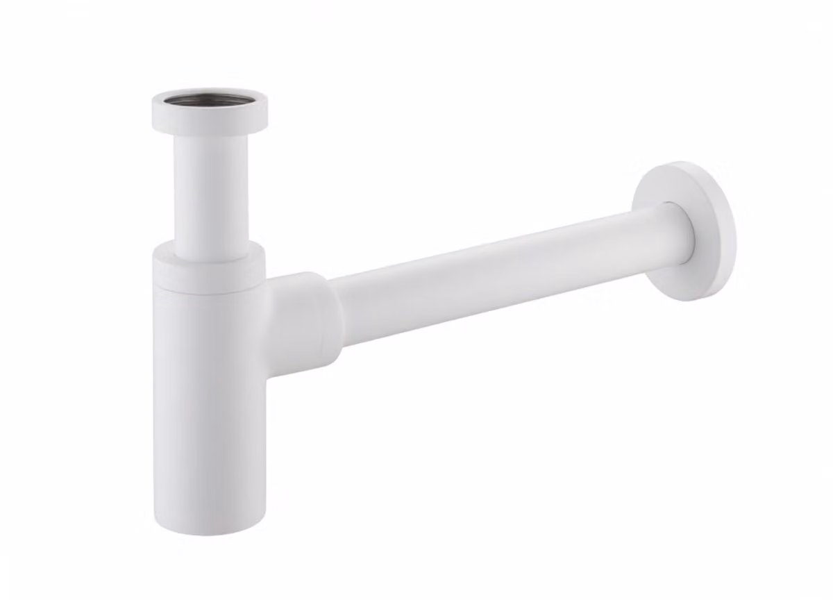 Sifone di scarico d'arredo in ottone per lavabo VENUS - Bianco Opaco