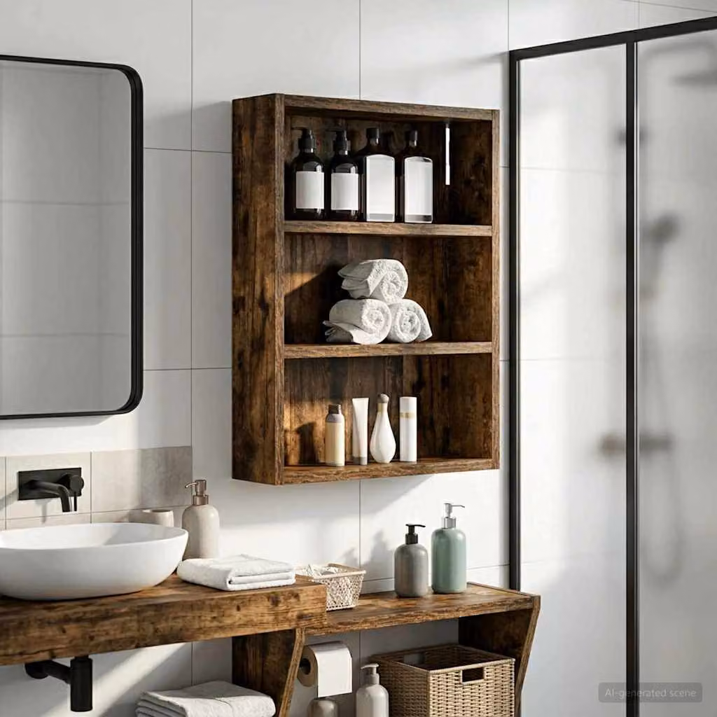 Armadio da bagno a muro vidaXL in legno moderno color marrone quercia, L 40 cm x P 10 cm x H 50 cm