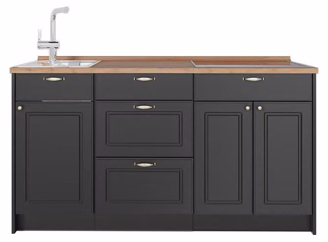 Cucine componibili piccole Vicco Fame-Line Oro-antracite rustico 150 cm, PL Rovere, Model 65372