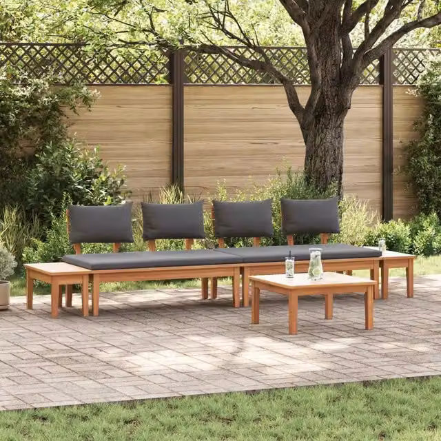 Set Divano da Giardino 5 pz Marrone e Grigio 3356873