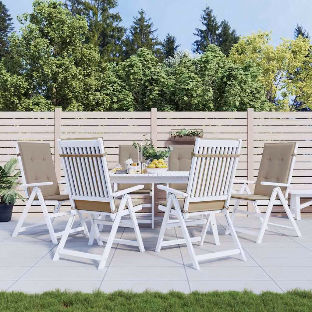 Set di 6 cuscini per sedie alte vidaXL in tessuto impermeabile e resistente ai raggi UV, colore tortora, L 120 cm x P 50 cm x H 3 cm