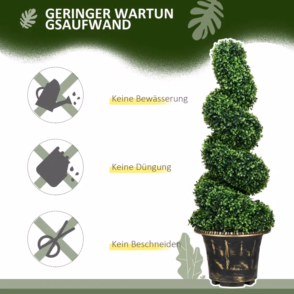 Set da 2 Piante Artificiali di Bosso Verdi REDOM, Altezza: 90 cm, per Interno ed Esterno – 2