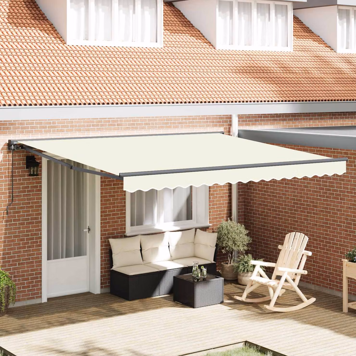 Tenda da sole semi-cassonetto motorizzata vidaXL in alluminio e poliestere, colore beige, L: 400 cm, P: 300 cm