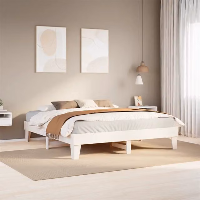 Giroletto vidaXL in legno massello di pino bianco con doghe piatte fisse L/P: 200 x 200 cm – 1