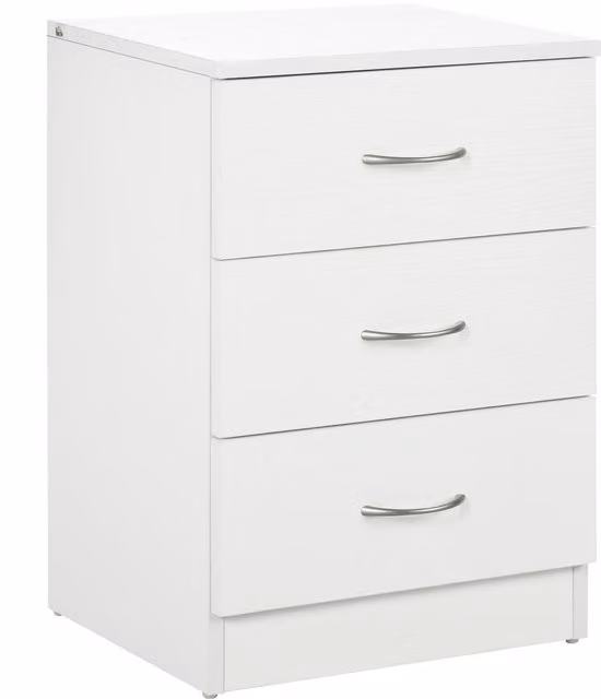 HOMCOM Comodino con 3 cassetti e design antiribaltamento, 40x35x58 cm, bianco   Aosom Italy