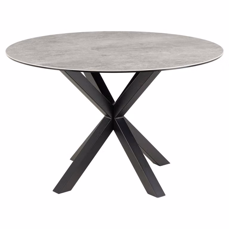 Tavolo da pranzo rotondo Heaven, piano in Vetroceramica grigia, base a croce nera, Ø119x75,5 cm