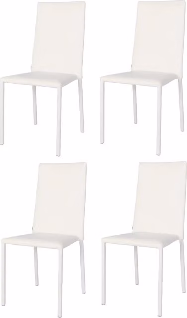 Set 4 sedie impilabili Julia Tommychairs, struttura in acciaio imbottita e rivestita in finta pelle colore bianco