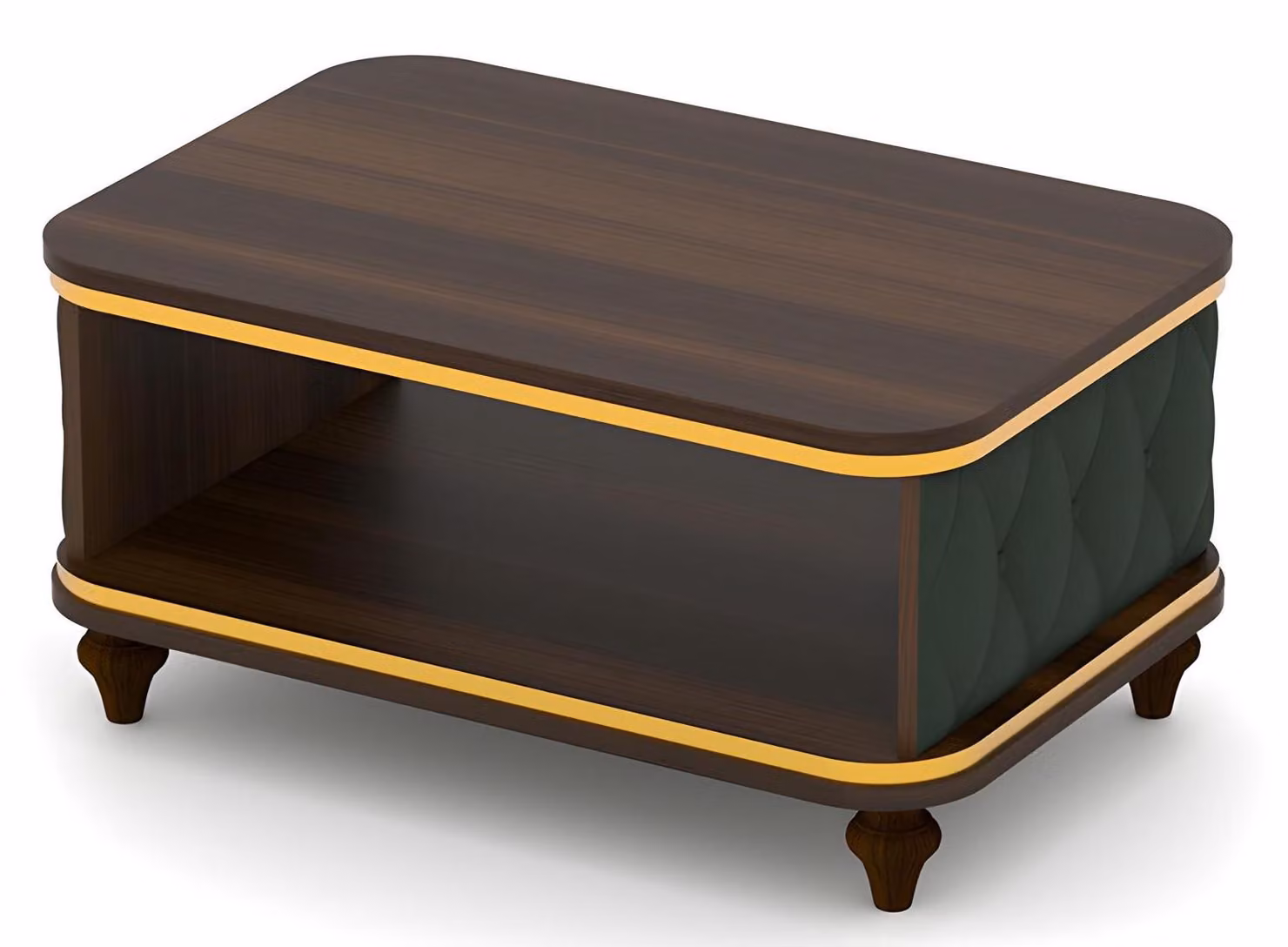 Luxus Arbeitszimmer Couchtisch mit Regal Beistelltisch Holztisch Gold