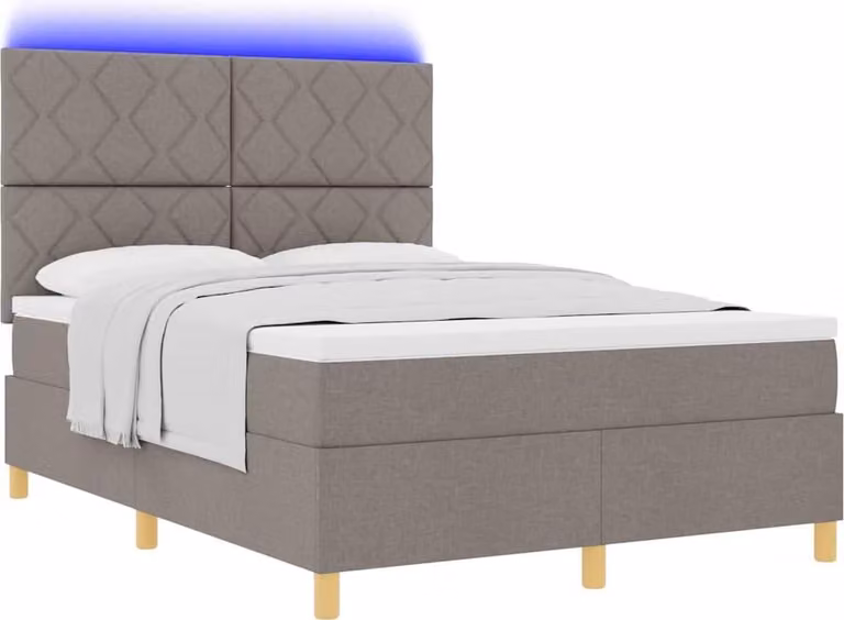 Letto a Sorgente LED con materasso Talpa 160 x 200 cm Tessuto