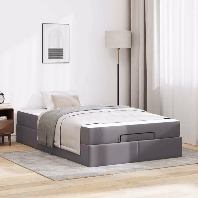 Set letto con materasso vidaXL in ecopelle grigia, L/P/H: 120 x 200 x 43,5 cm – 1