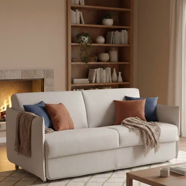 Divano Letto 2 Posti Trissino DMORA Grigio Chiaro con Coperture Sfoderabili e Contenitore, Made in Italy – 1