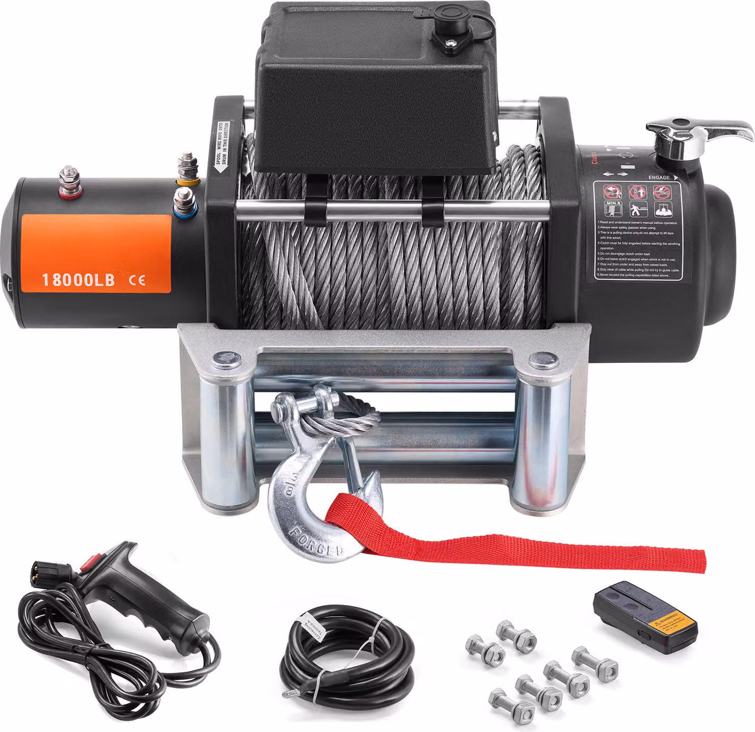 Argano elettrico SucceBuy con una potente capacità di carico di 18.000 lb e verricello per autocarri da 12 V DC.Φ7/16 in. x 85 ft. di lunghezza