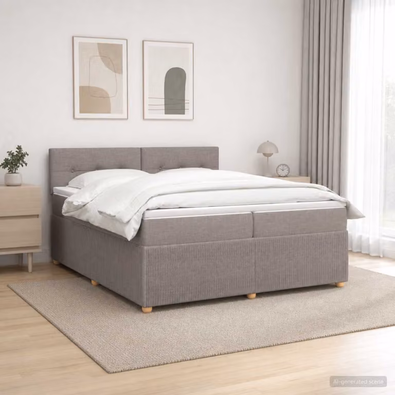 Letto box spring con materasso vidaXL in tessuto Tortora L 200 x P 200 cm