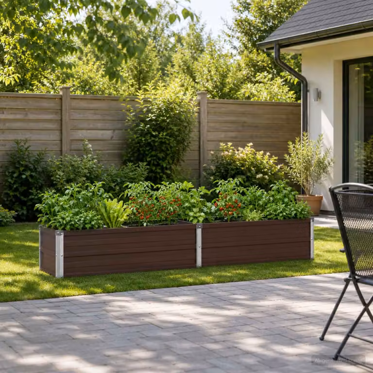 Letto rialzato da giardino vidaXL in metallo Corten, Marrone, L: 160 cm, P: 40 cm, H: 24 cm