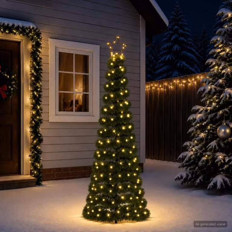 vidaXL Albero di Natale a LED in tinsel con picchetto EKENAS 180 cm