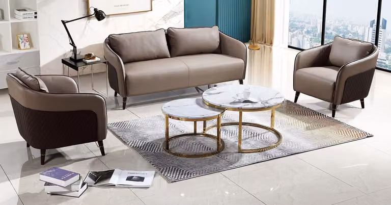 Sofagarnitur Büro Couch Polster Sofa Set 3+1+1 Leder Couchen Sofas Komplett