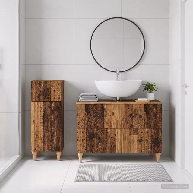 Set di Armadi da Bagno da 2 Pezzi ALKMAAR Legno antico 3417673