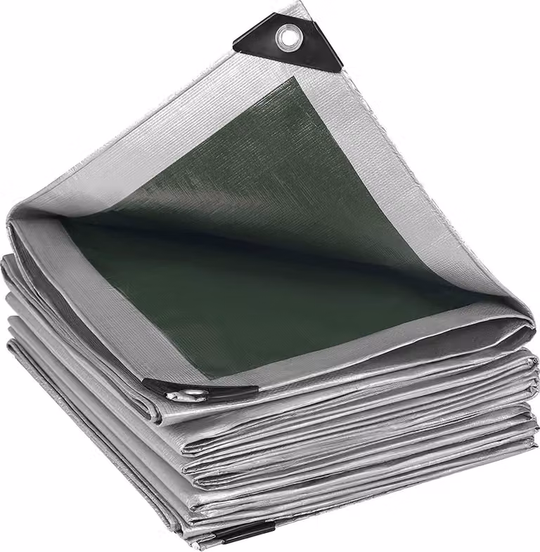 Telo impermeabile con occhielli, 180 g/m², polietilene (PE), colore grigio-verde, dimensioni 3x5 metri