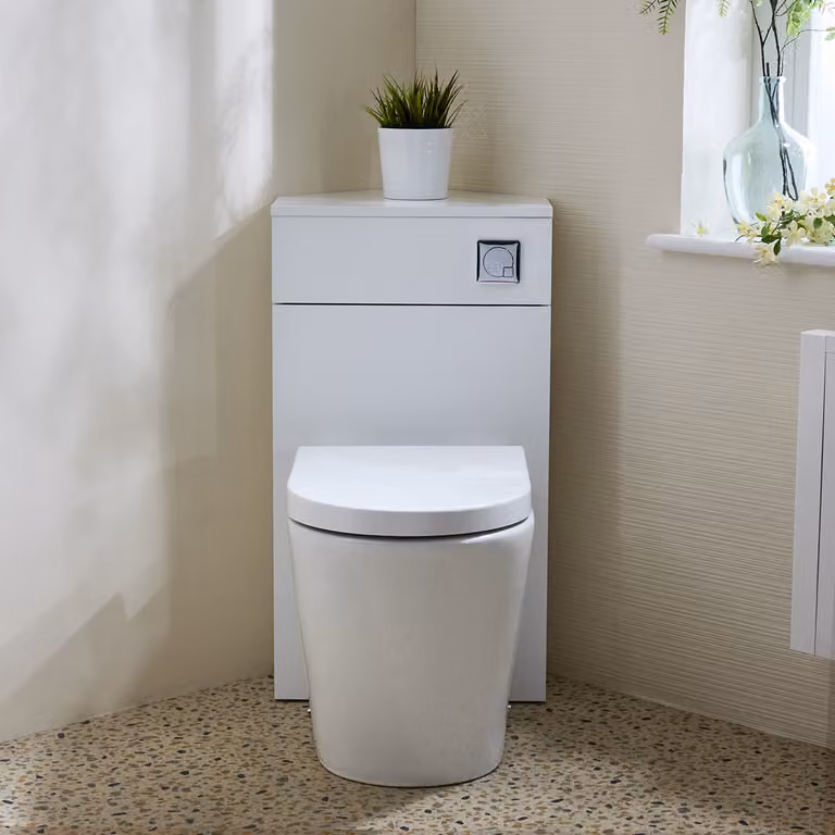 Unità WC Angolare per WC con Sanitario Alswear - con Pulsante di Scarico Cromato - Cluo