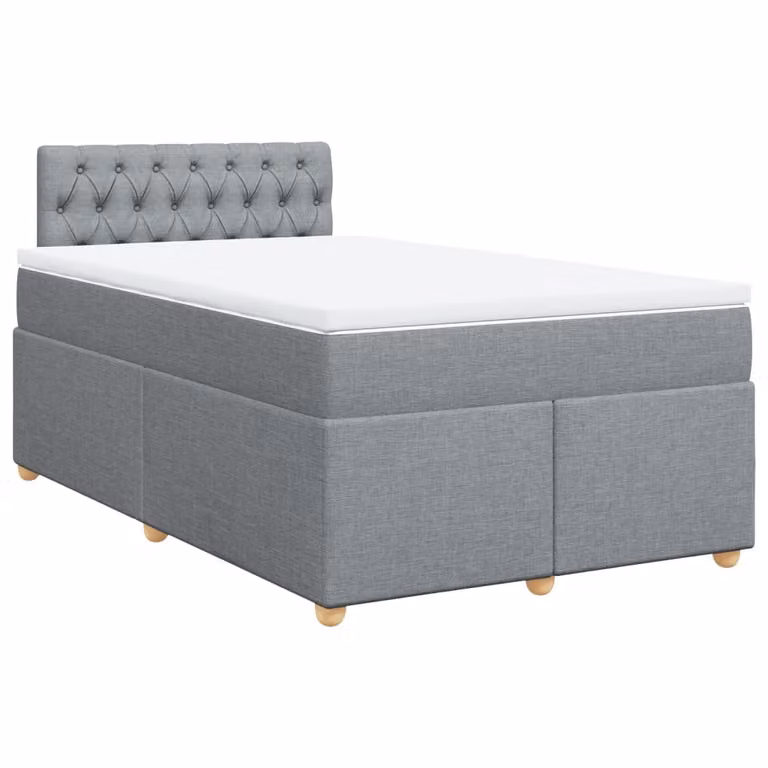 Giroletto a Molle con Materasso Grigio Chiaro 120x190cm Tessuto
