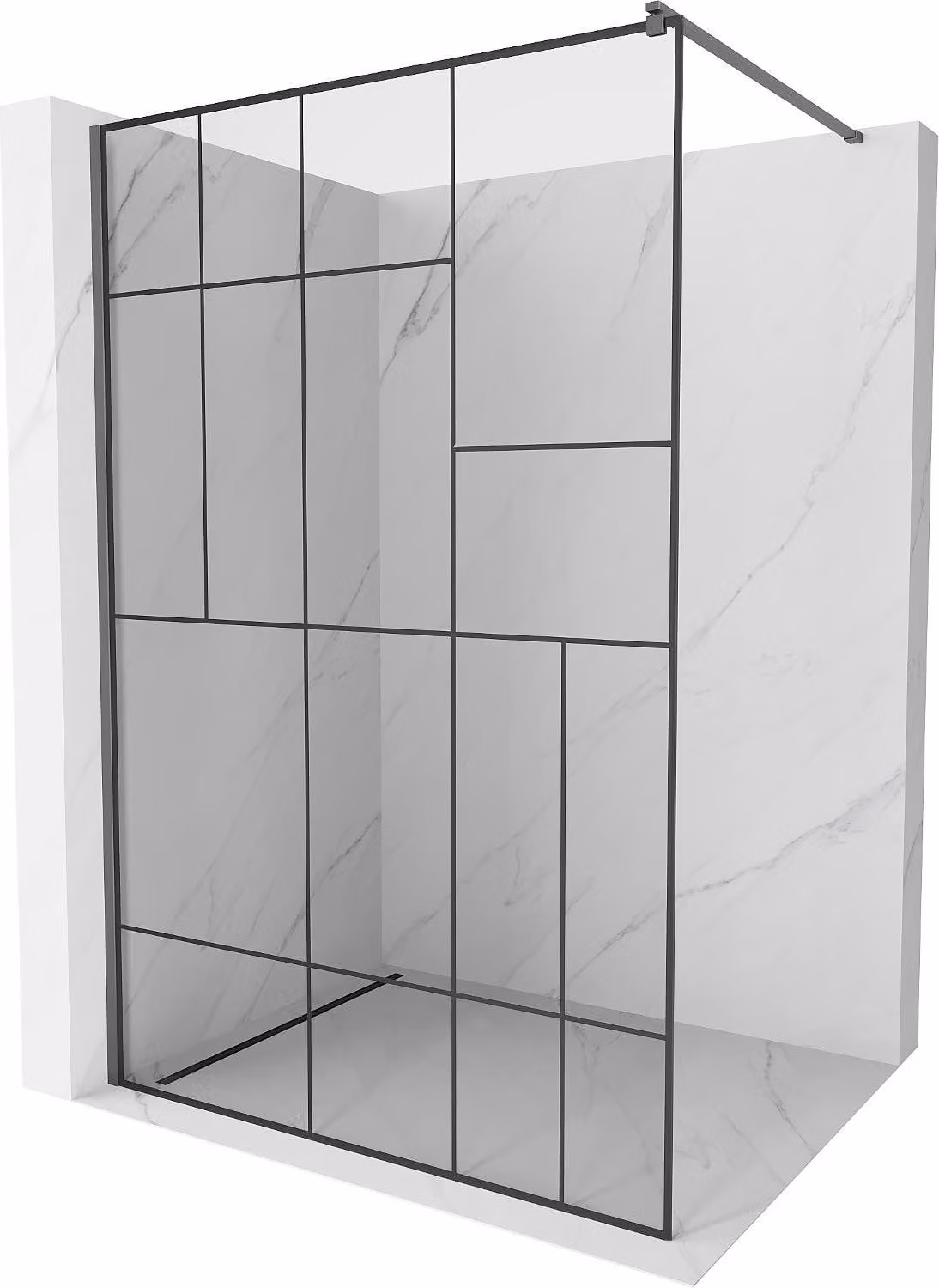 Mexen Kioto parete doccia Walk-in 130 x 200 cm, motivo nero 8 mm, gun metal - 800-130-101-95-78