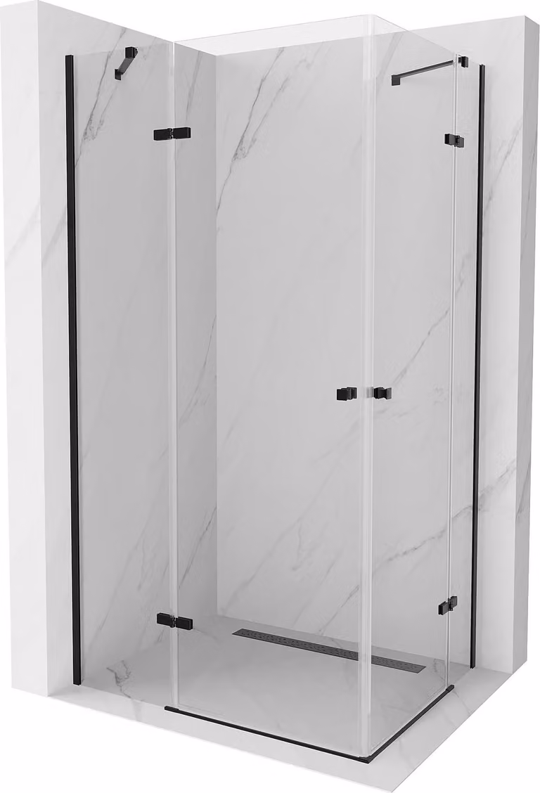 Mexen Roma Duo cabina doccia battente 80 x 70 cm, trasparente, nero - 854-080-070-70-00-02