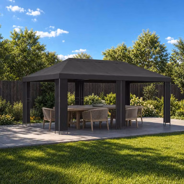 vidaXL Gazebo da giardino in acciaio e poliestere Antracite L: 600 cm, P: 300 cm, H: 276,5 cm