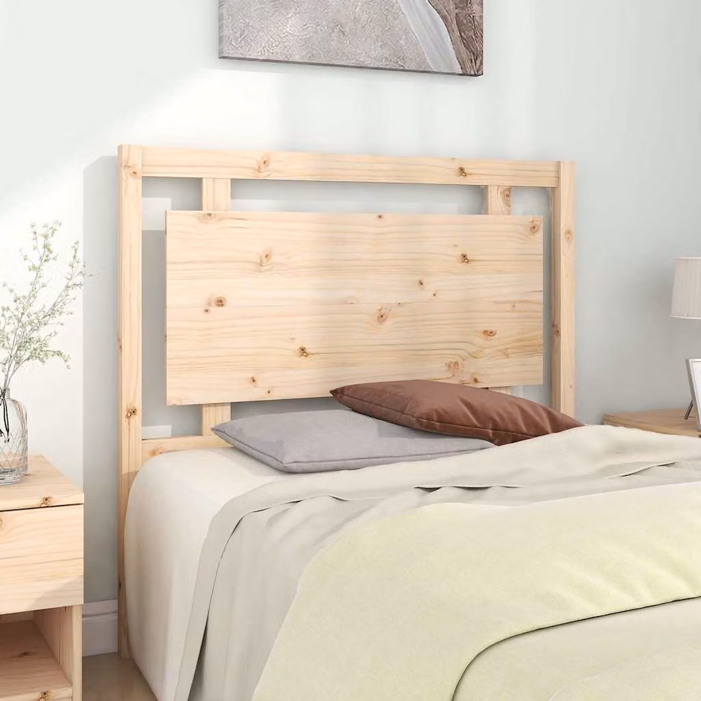 vidaXL Testiera per Letto in Legno Massello di Pino Naturale Marrone L: 105,5 cm, P: 4 cm, H: 100 cm
