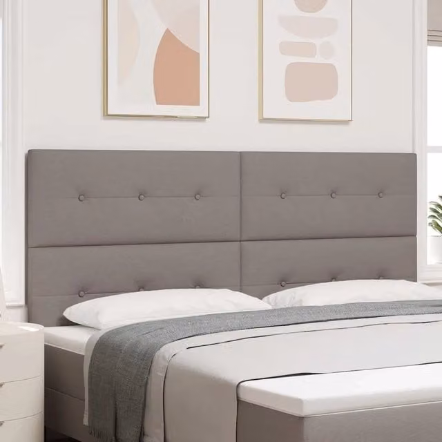 Testiera per letto regolabile in altezza vidaXL in tessuto beige o grigio con struttura in legno e pino – 1