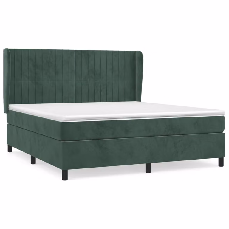 Giroletto a Molle con Materasso Verde Scuro 160x200 cm Velluto