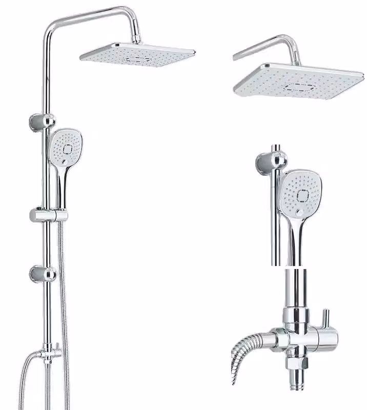Set di rubinetteria per doccia, montaggio a parete, monocomando, cromato