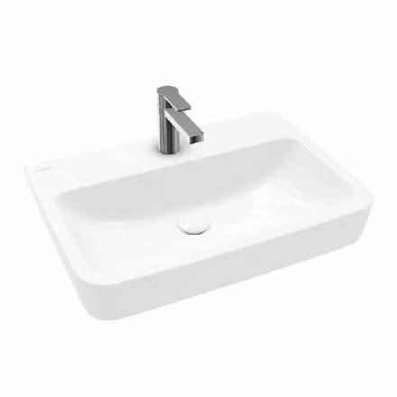 Villeroy & Boch O.novo - Lavabo da appoggio, 650x460 mm, senza sfioratore, foro per miscelatore, AntiBac, CeramicPlus, bianco alpino 4A41KLT2